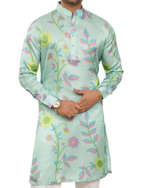 Attractive mint green printed kurta