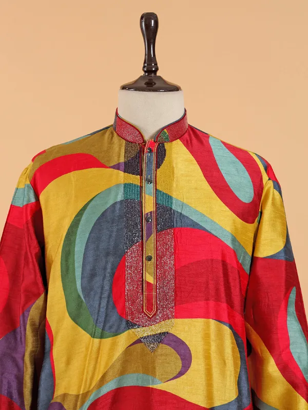 Attractive multicolor silk kurta suit for men
