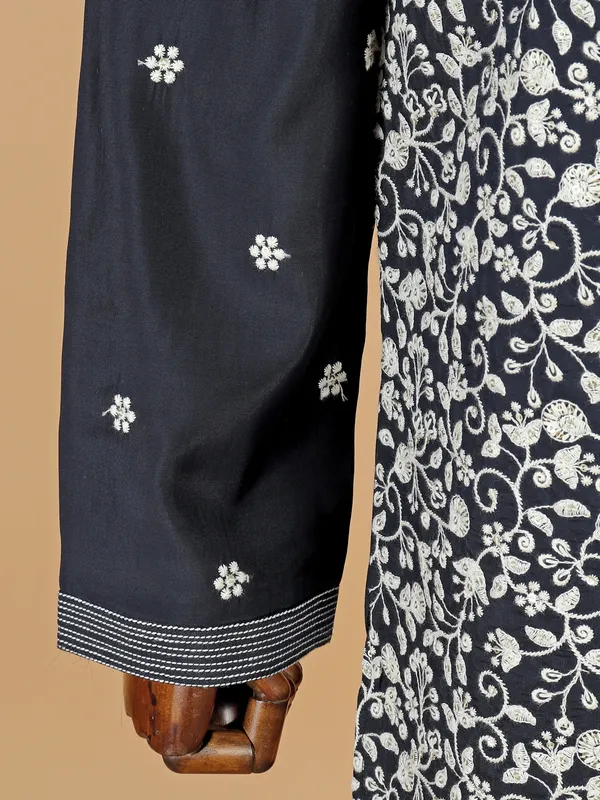 Attractive navy silk kurta pajama