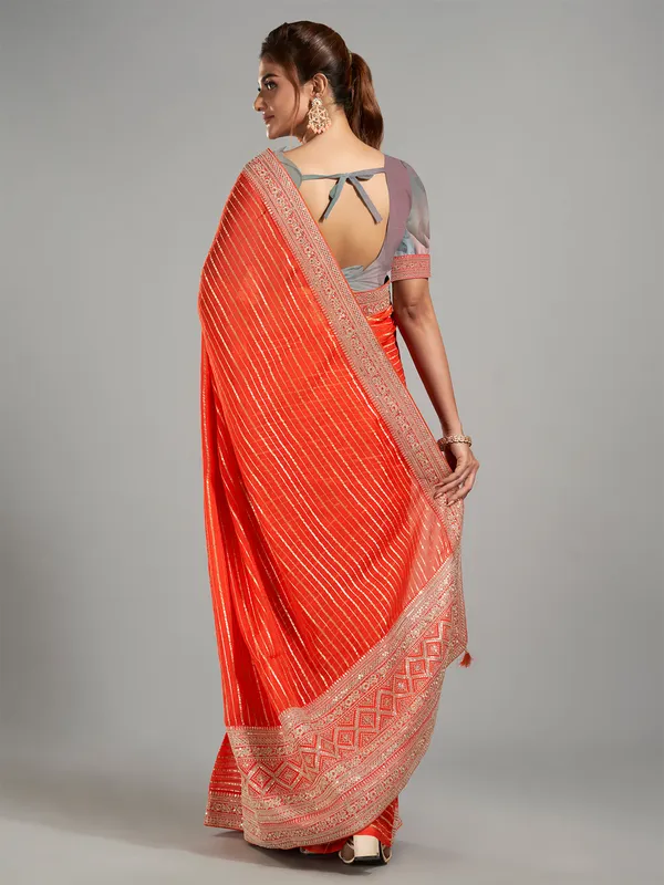 Attractive orange georgette saree