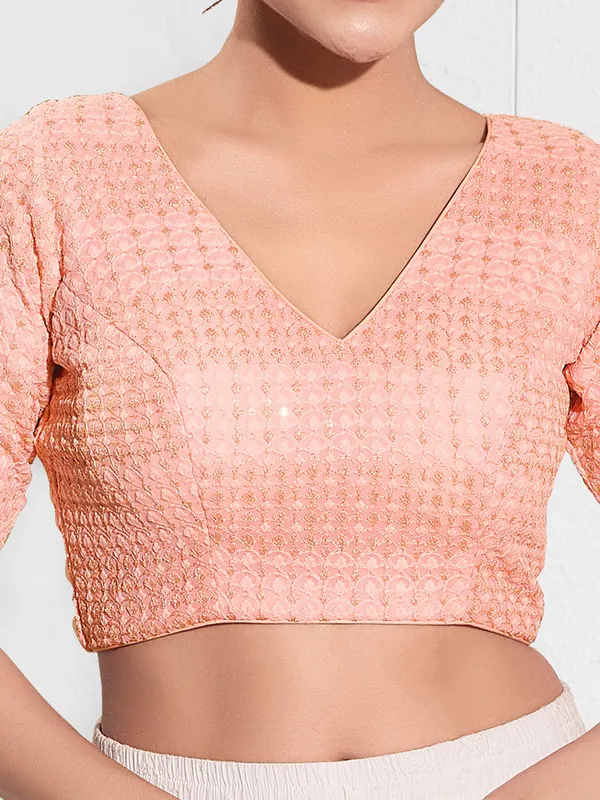 Attractive peach polyester ready made blouse