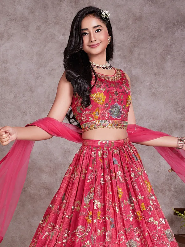 Attractive red silk lehenga choli for girls