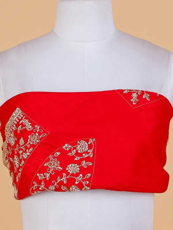 Attractive red silk lehnega choli