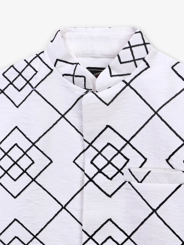 Attractive white cotton waistcoat set
