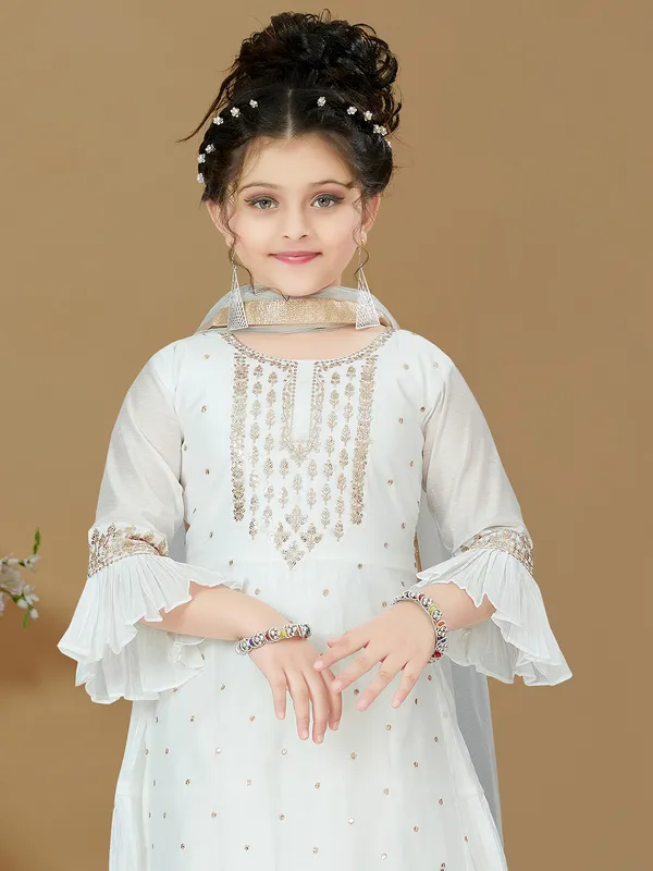 Attractive white silk salwar suit for girls