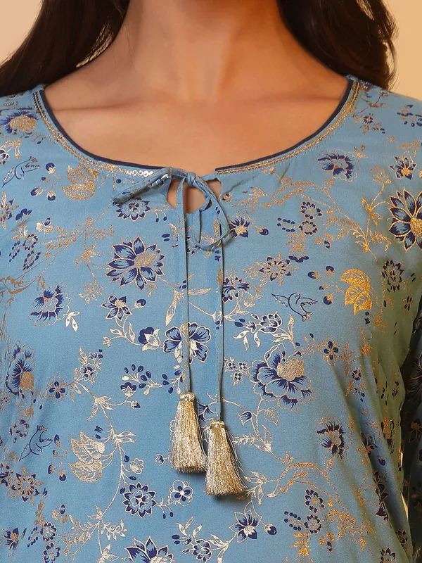 AURELIA Latest blue silk casual wear kurti