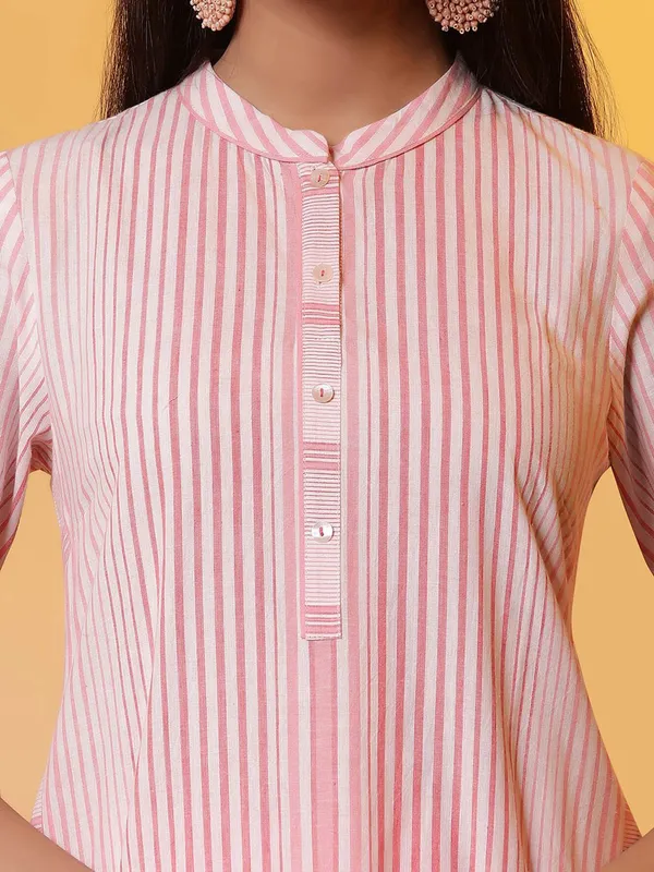AURELIA light pink stripe cotton palazzo set