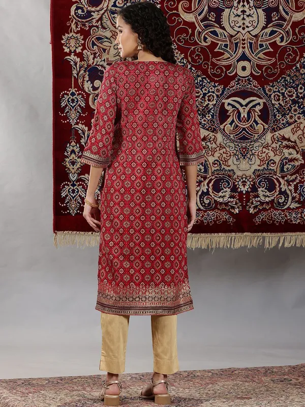AURELIA Maroon prited kurti in cotton