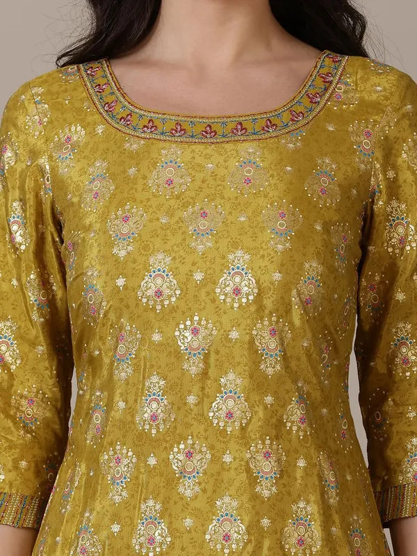AURELIA Masturd yellow silk kurti