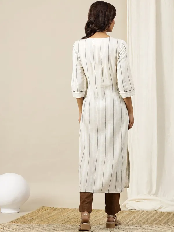 AURELIA white cotton stripe kurti