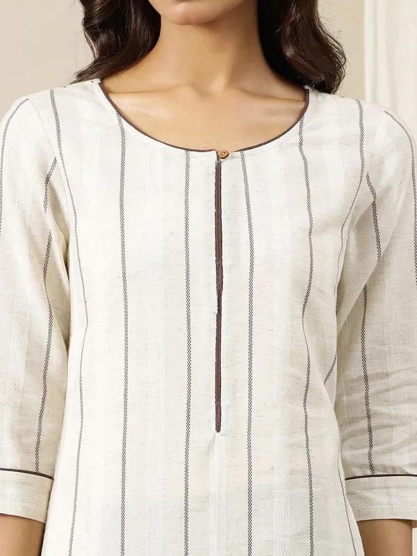 AURELIA white cotton stripe kurti