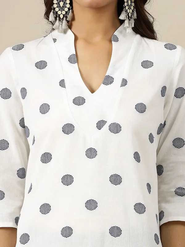 AURELIA white polka printed kurti