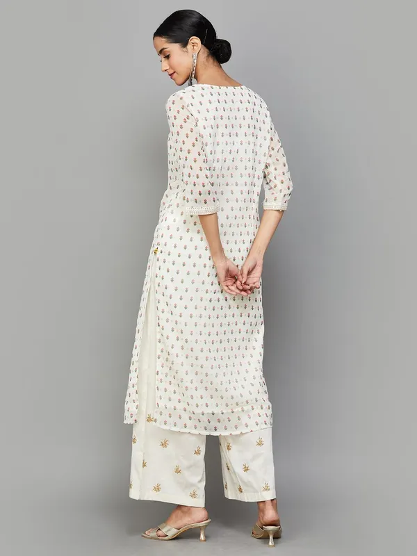 AURELIA white silk printed kurti
