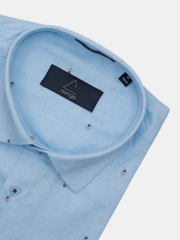 Avega baby blue slim fit cotton shirt