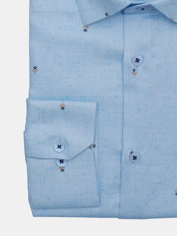 Avega baby blue slim fit cotton shirt
