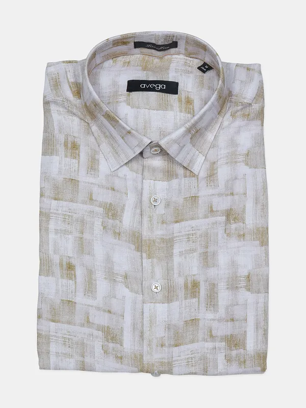 Avega beige cotton printed shirt