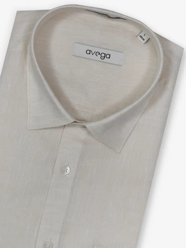AVEGA beige plain linen shirt for men