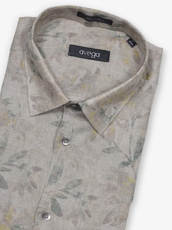 AVEGA beige printed linen shirt