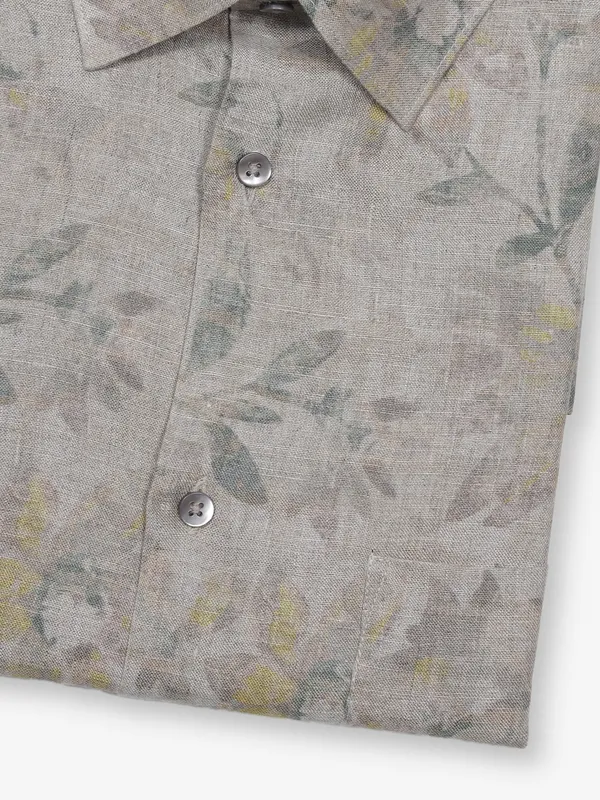 AVEGA beige printed linen shirt