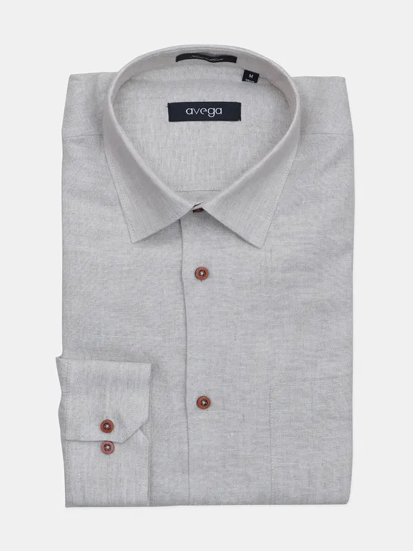 Avega beige solid formal wear linen men shirt