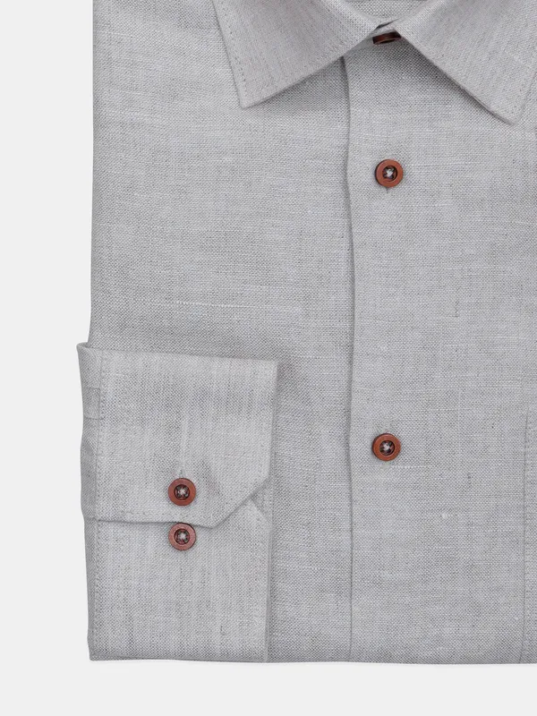 Avega beige solid formal wear linen men shirt