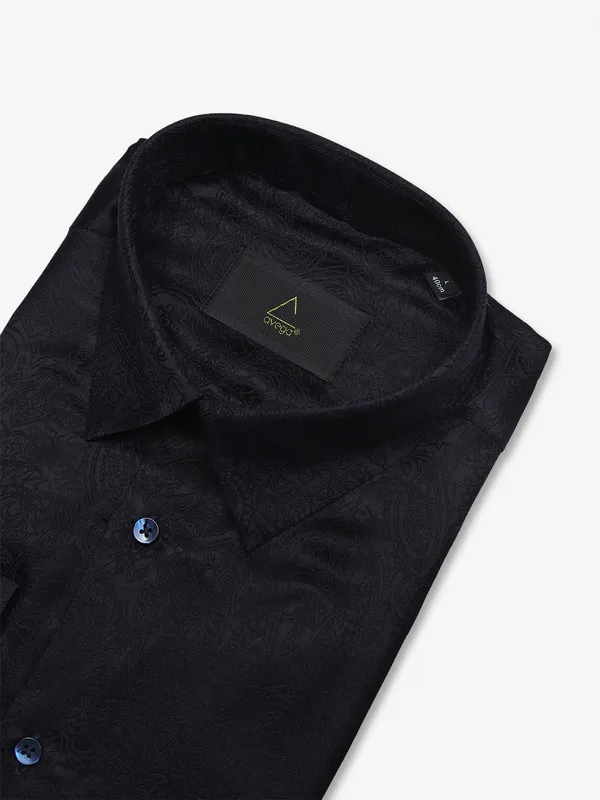 AVEGA black cotton formal shirt for men