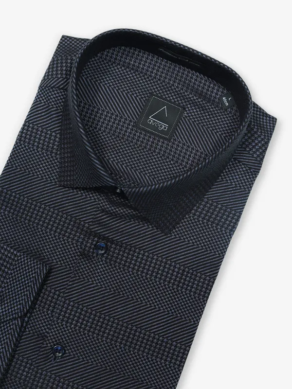 AVEGA black cotton texture formal shirt