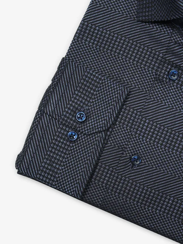 AVEGA black cotton texture formal shirt