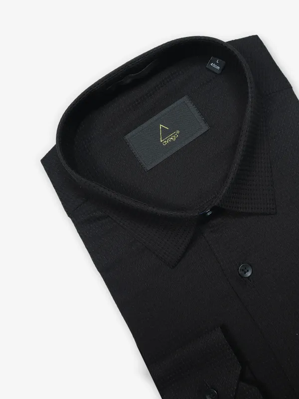 AVEGA black cotton texture shirt