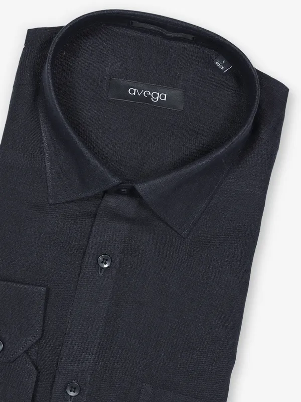 AVEGA black plain linen shirt