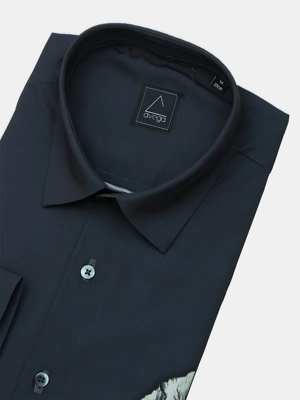 Avega black printed cotton party wear shirt