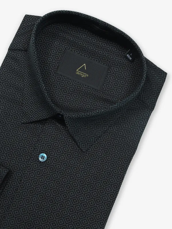 AVEGA black texture formal shirt in cotton