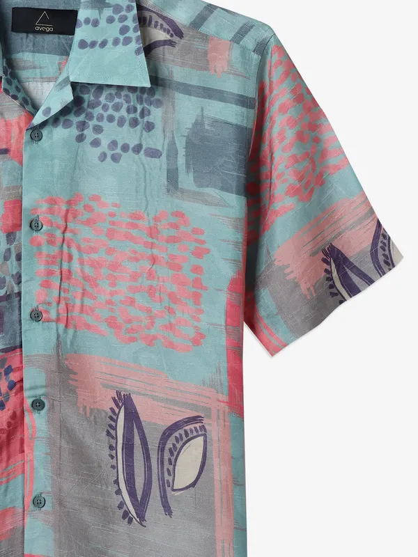 AVEGA blue and pink printed shirt