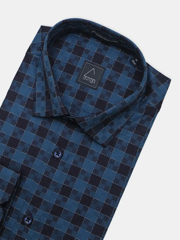 Avega blue checks cotton formal shirt for mens