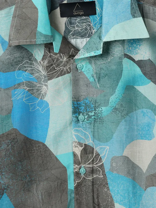 AVEGA blue printed casual shirt