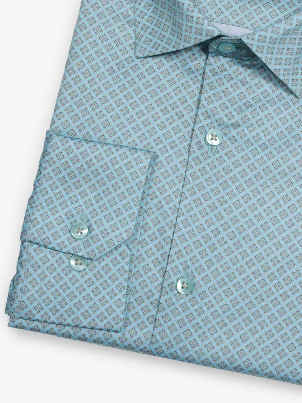 AVEGA blue printed cotton partywear shirt