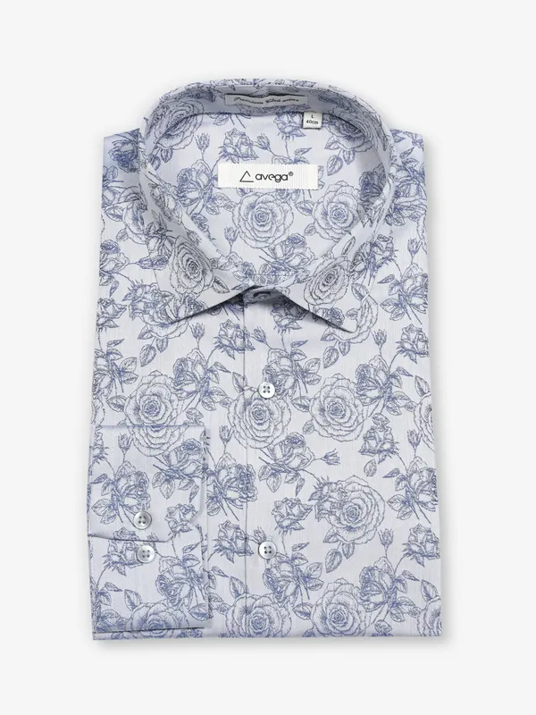 AVEGA blue printed partywear shirt
