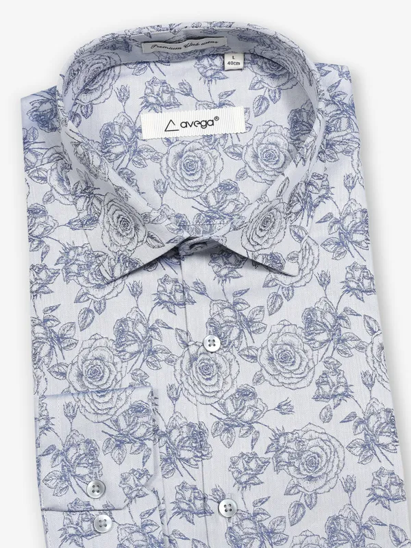 AVEGA blue printed partywear shirt