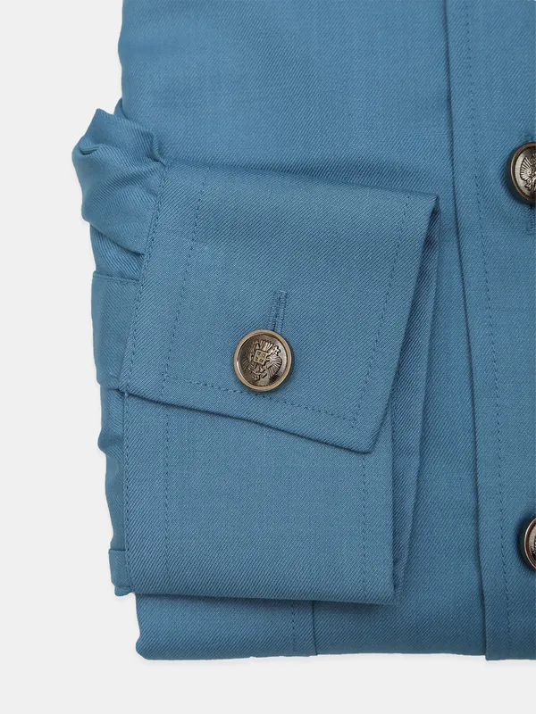 Avega brand solid style blue formal shirt