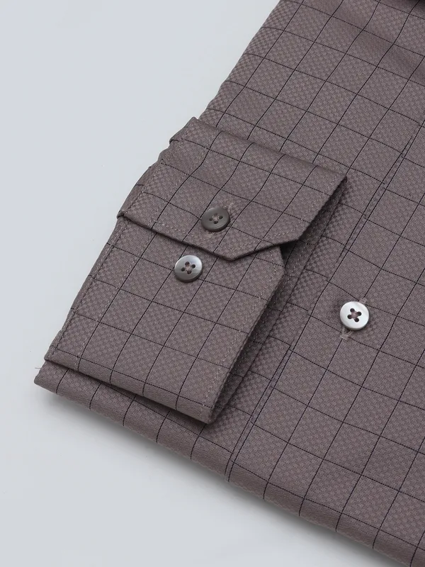 Avega brown slim fit cotton shirt for party