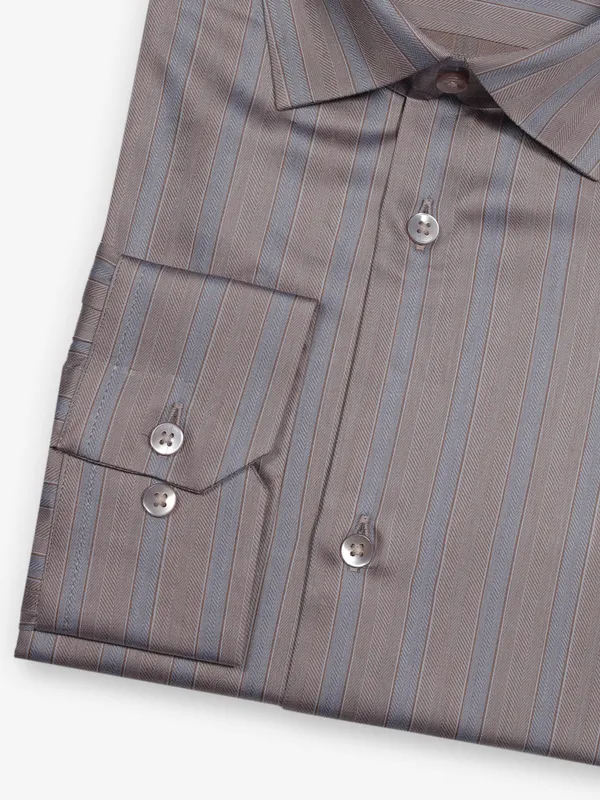 AVEGA brown striped cotton partywear shirt