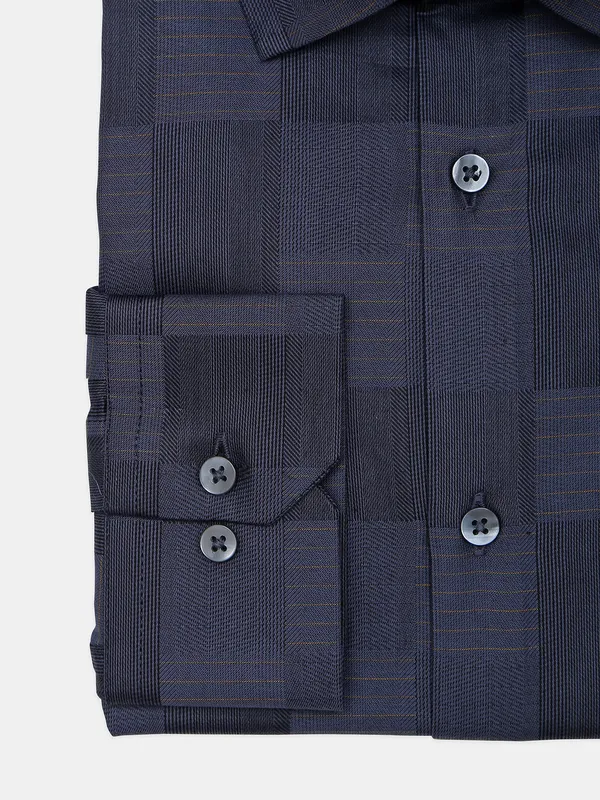 Avega checks navy cotton formal shirt