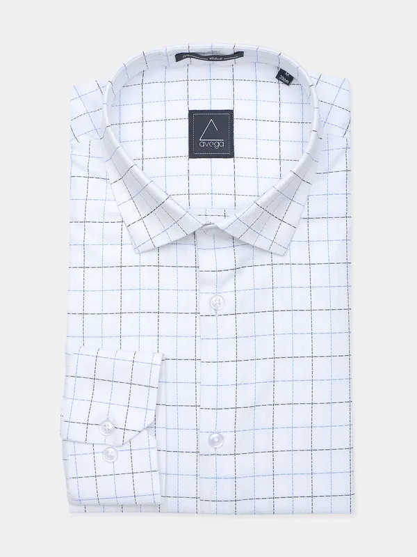 Avega checks style white cotton formal shirt