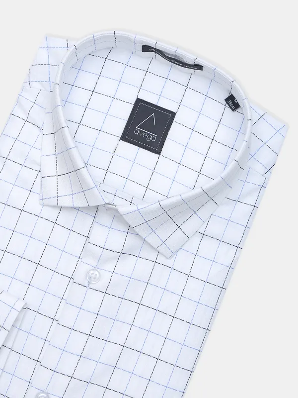 Avega checks style white cotton formal shirt