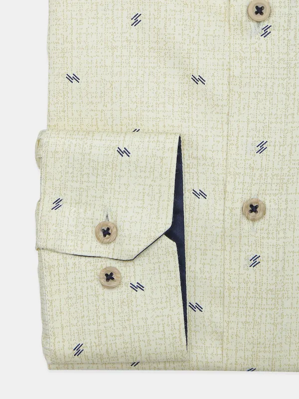 Avega cotton fabric lemon yellow printed mens shirt