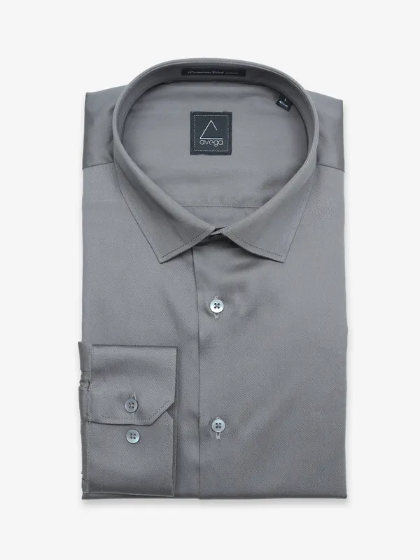 Avega cotton grey plain shirt