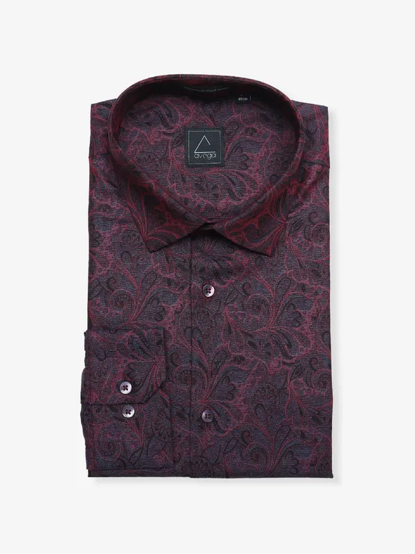 Avega cotton grey printed shirt
