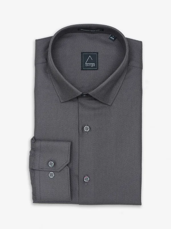 Avega cotton grey textured shirt