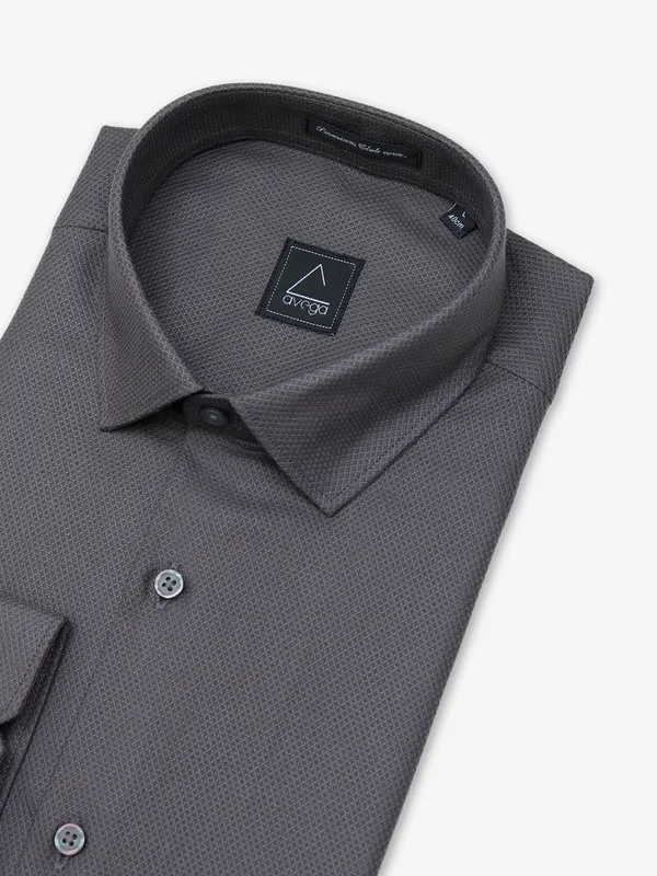 Avega cotton grey textured shirt