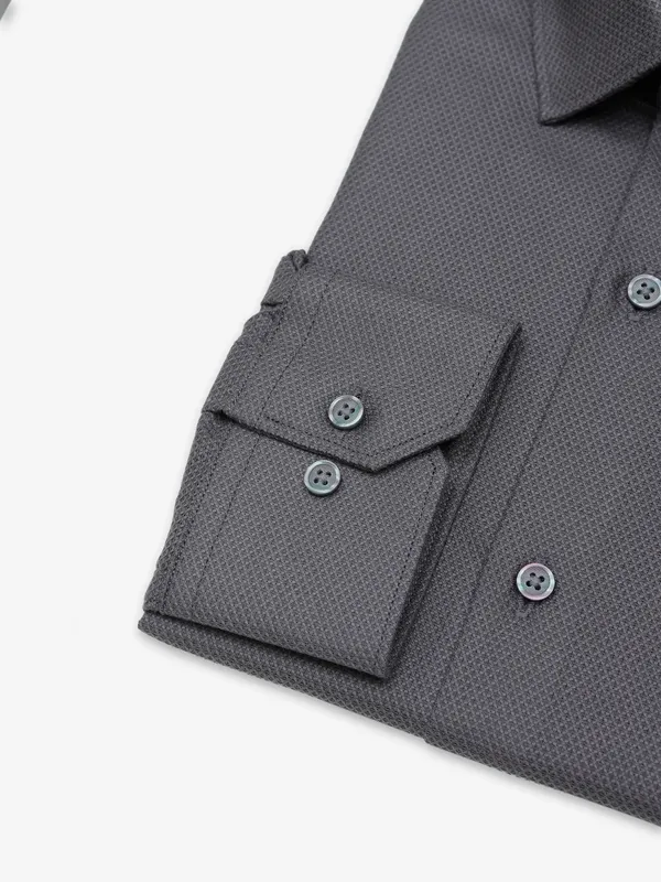 Avega cotton grey textured shirt
